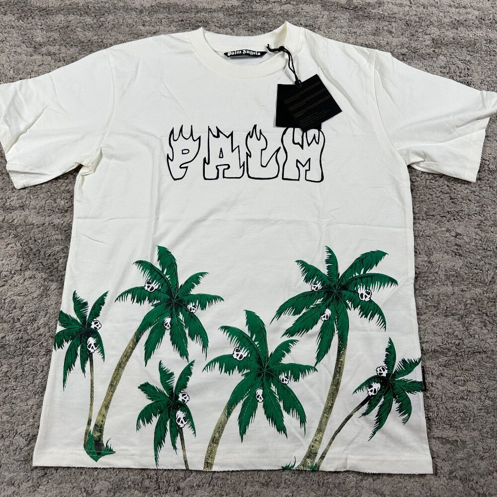 Palm Angels Skull Tree Island White T-Shirt Men’s Large